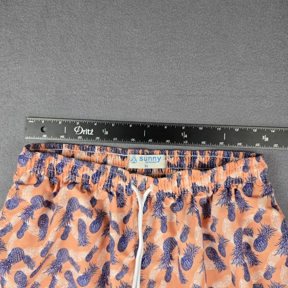 Sunny Pineapple Swim Trunks Shorts Mens XL Orange‎ Blue Swinger Party Beach Fun